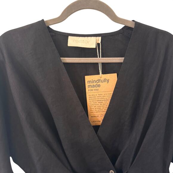 NWT Reistor Power Moves Shirt 100% Hemp Sustainable Lagenlook Black Top Size S - Picture 4 of 10